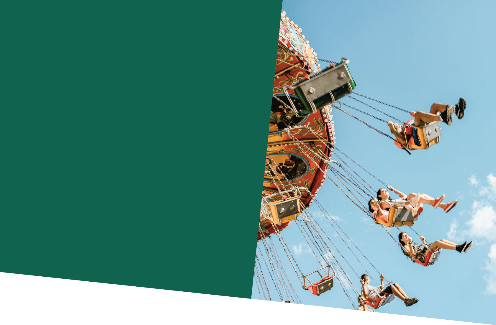 Header image of people on swings from below