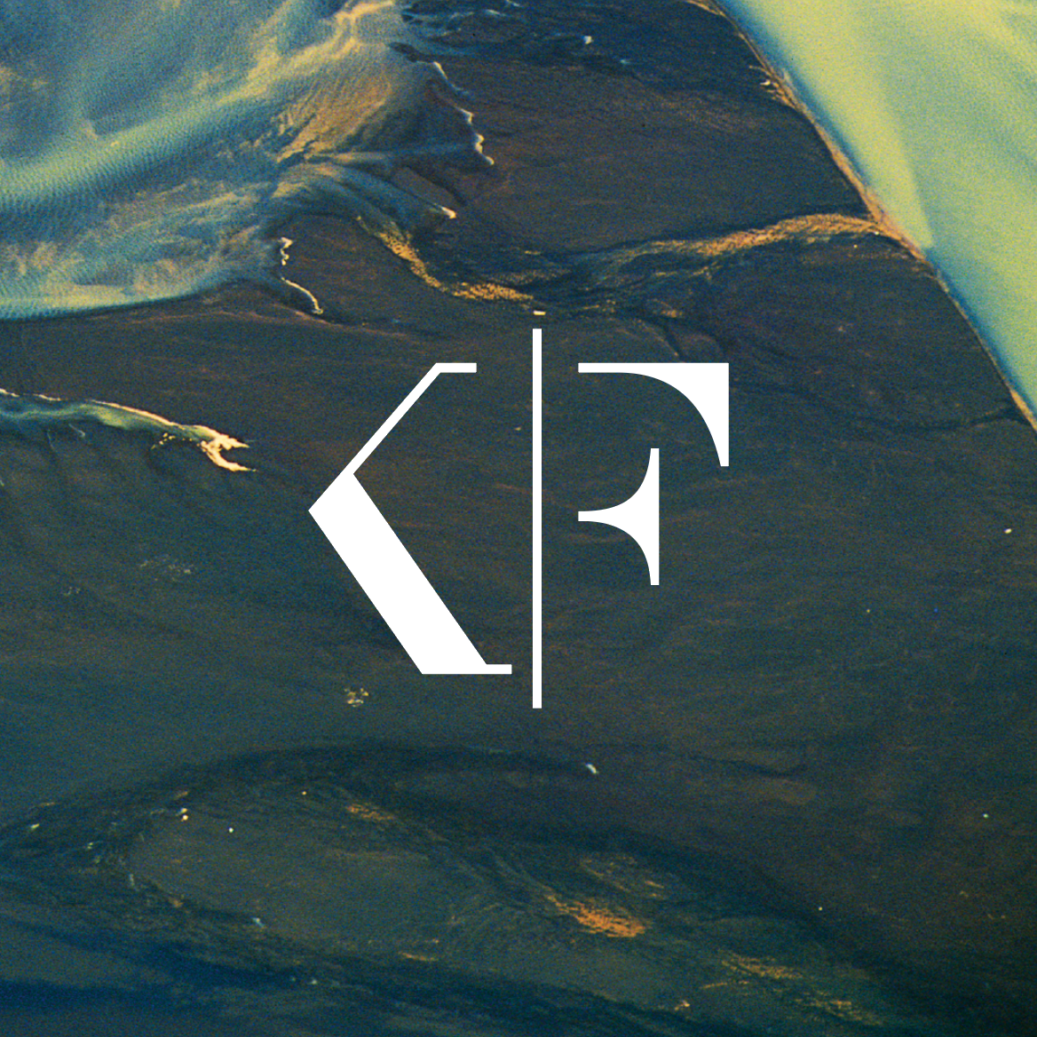 White monogram on image background