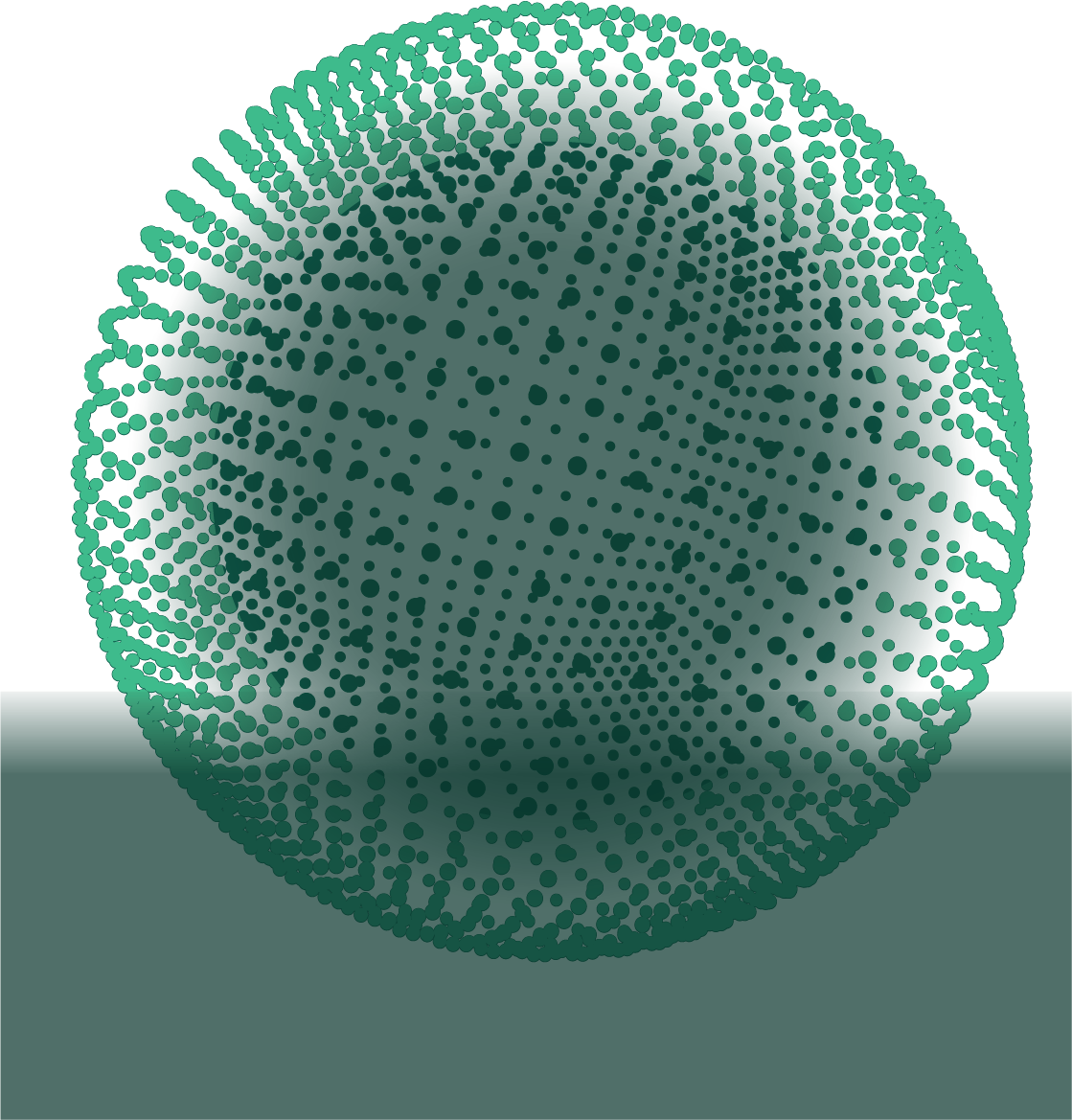 Image of abstract data points in a circular pattern, alluding to a globe
