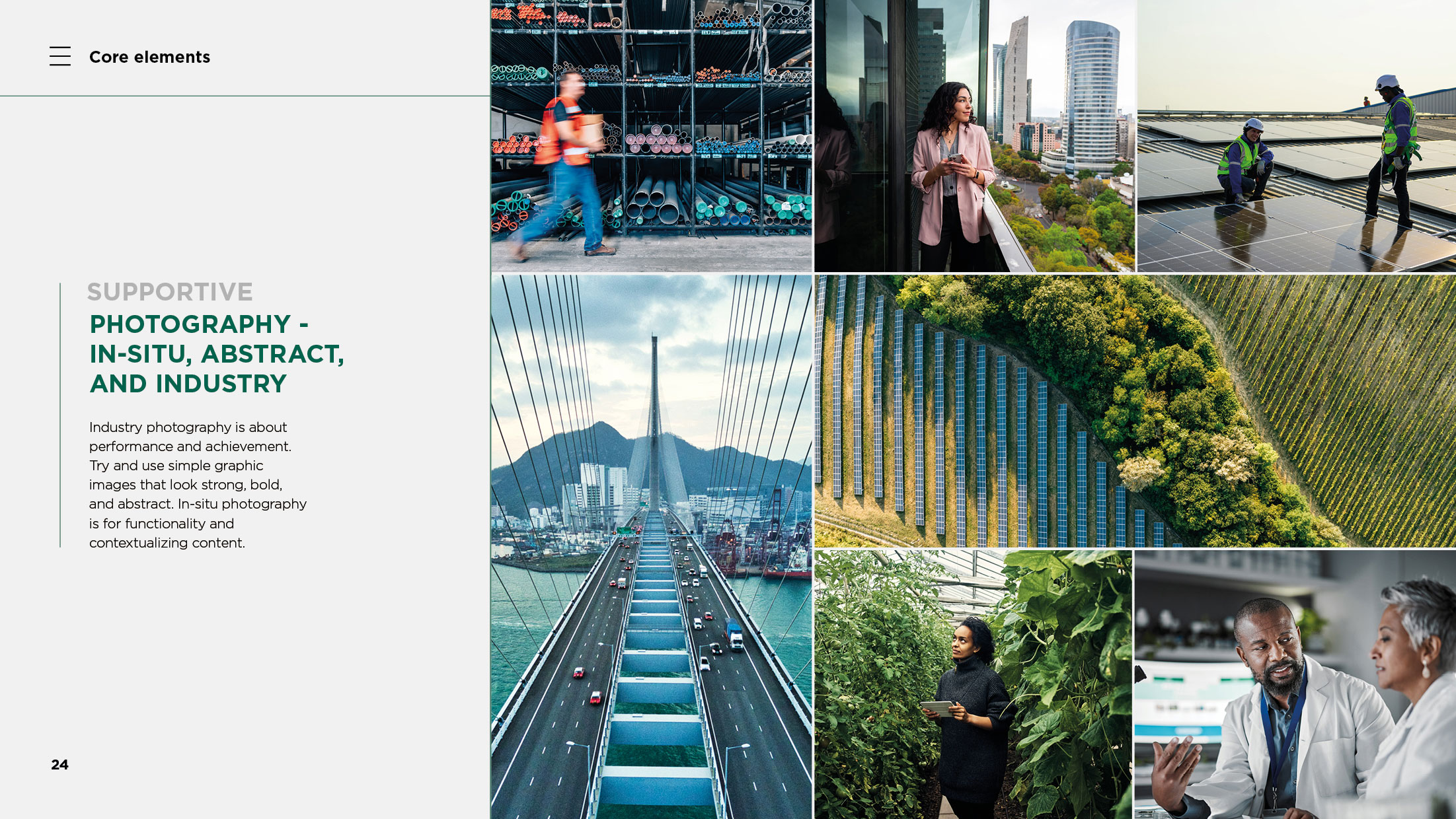 Supportive / in-situ, abstract, and industry photography examples