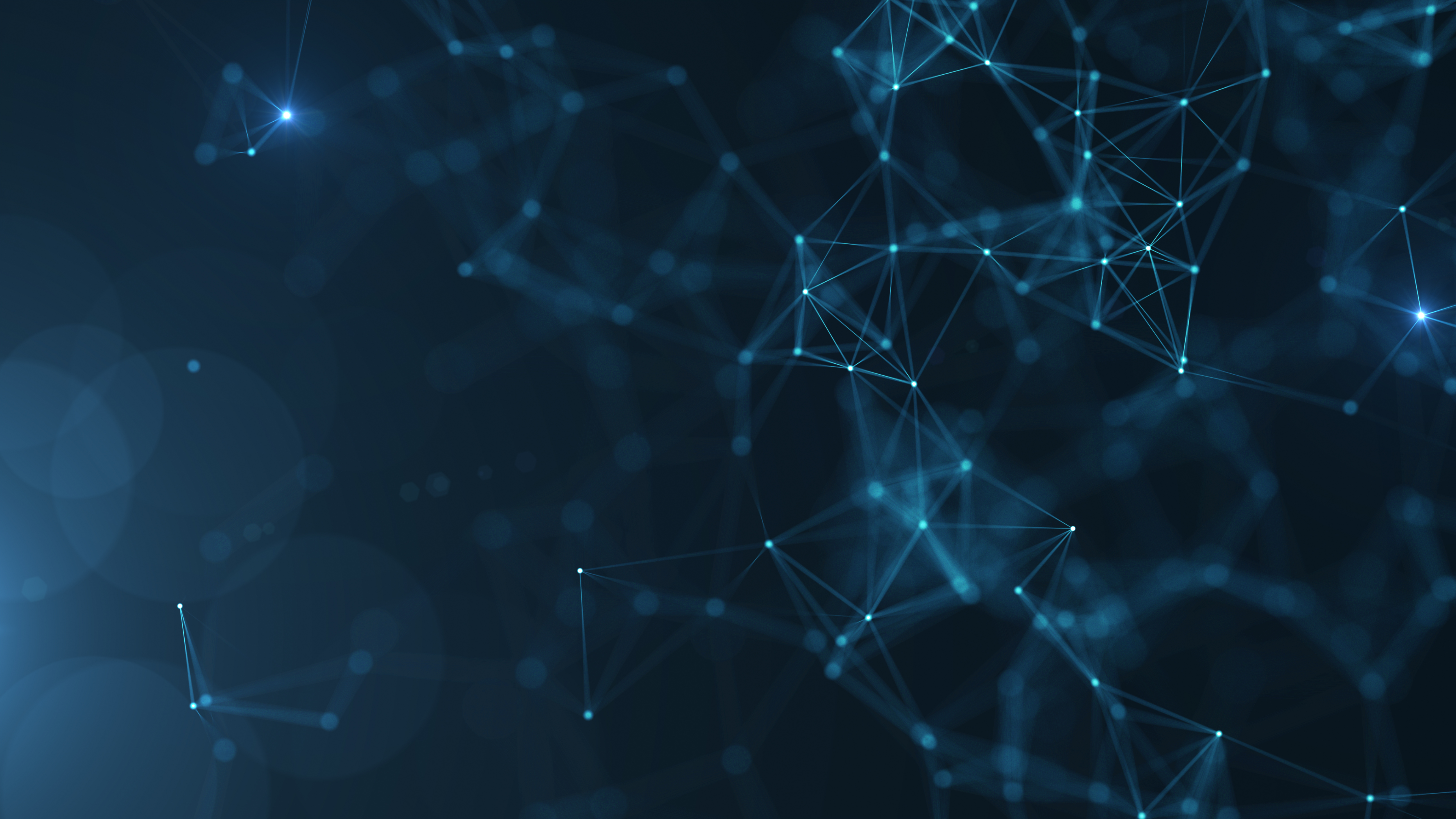 Abstract connected dots and lines on blue background. Communication and technology network concept with moving lines and dots .Seamless loop.4K