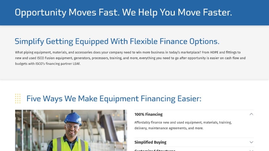 ISCO Financing Landing Page