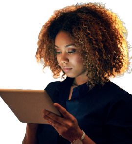 Woman researching on iPad the risks of cyberattacks