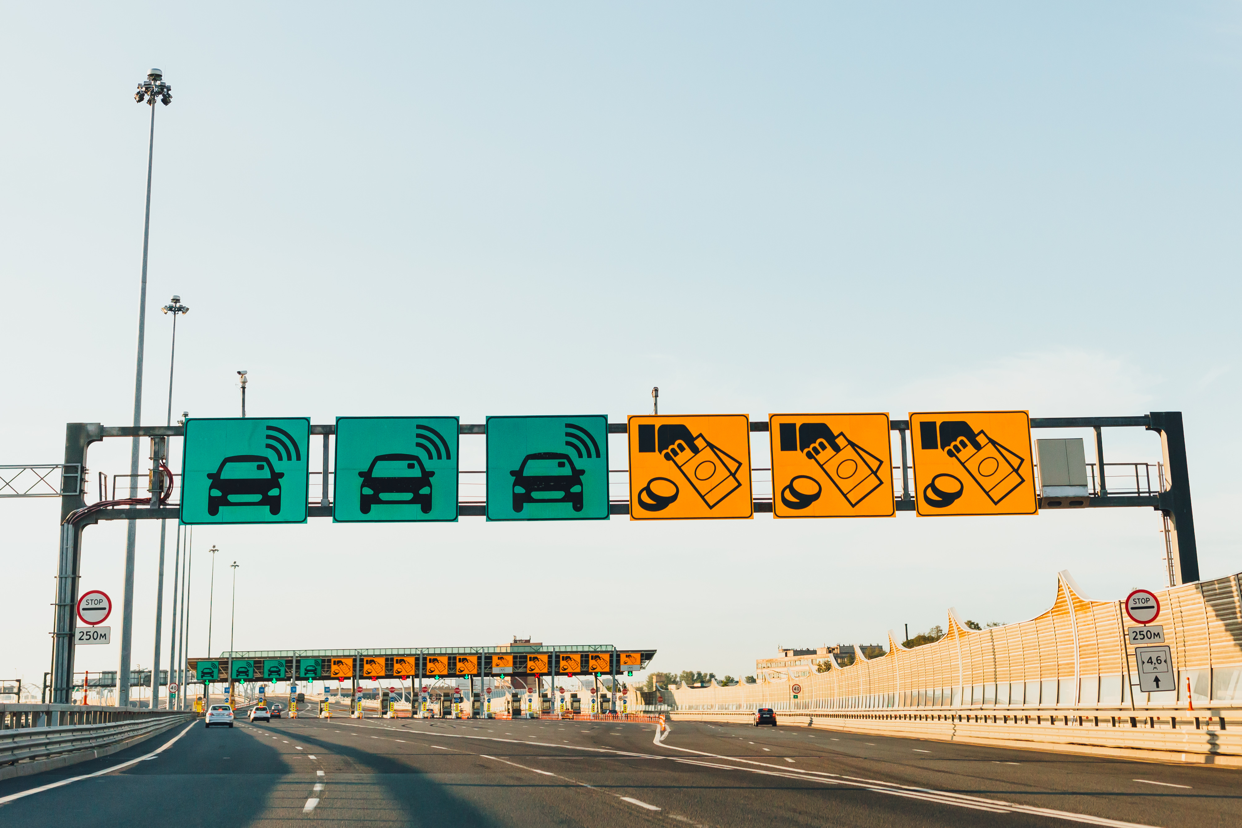 Overhead highway toll signs
