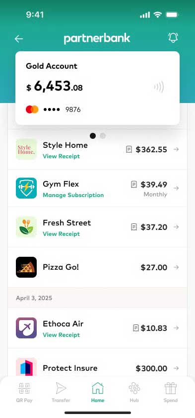 Mobile app showing the details of a transaction from Fresh Street that shows the merchant logo, transaction price and a link to view receipt.
