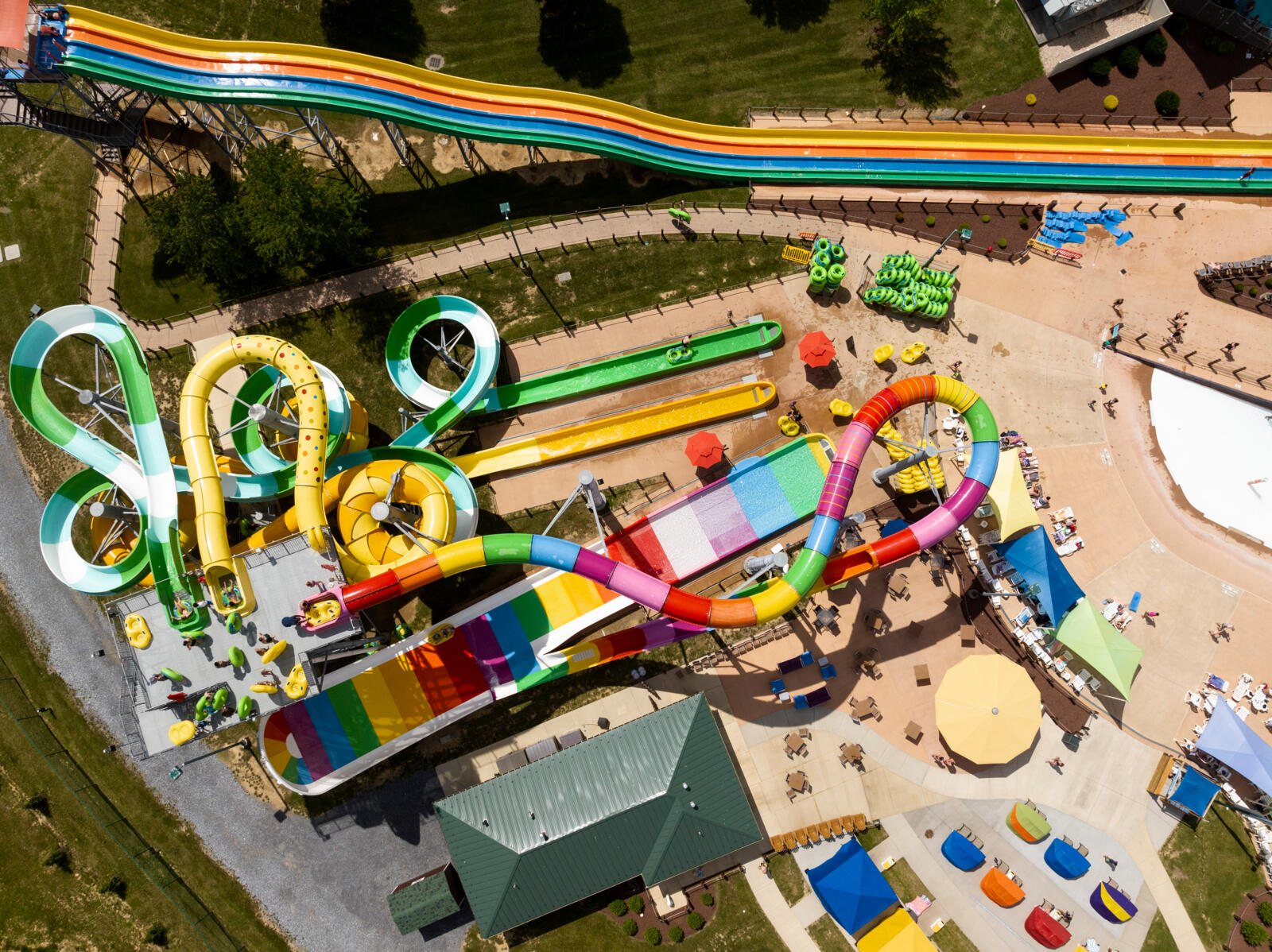 Aerial view of a resort’s waterpark