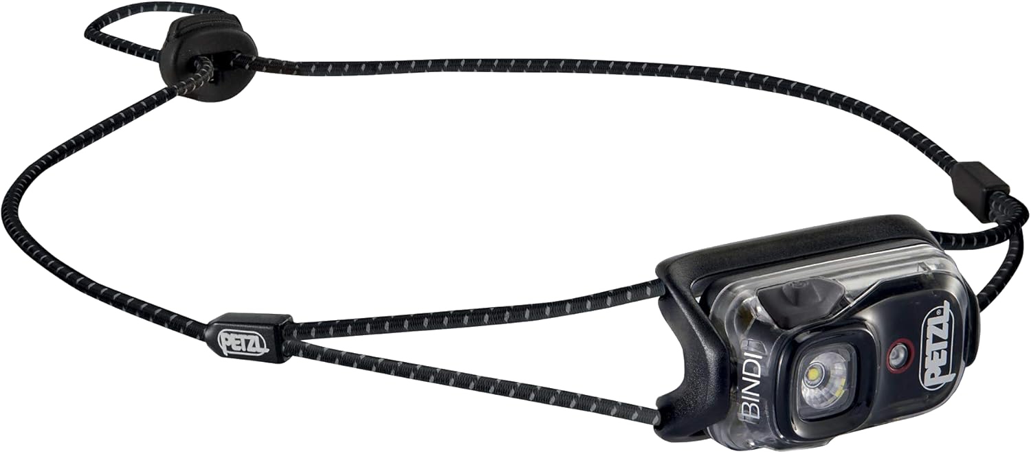 Small flashlight with an elastic strap that fits over a person’s head