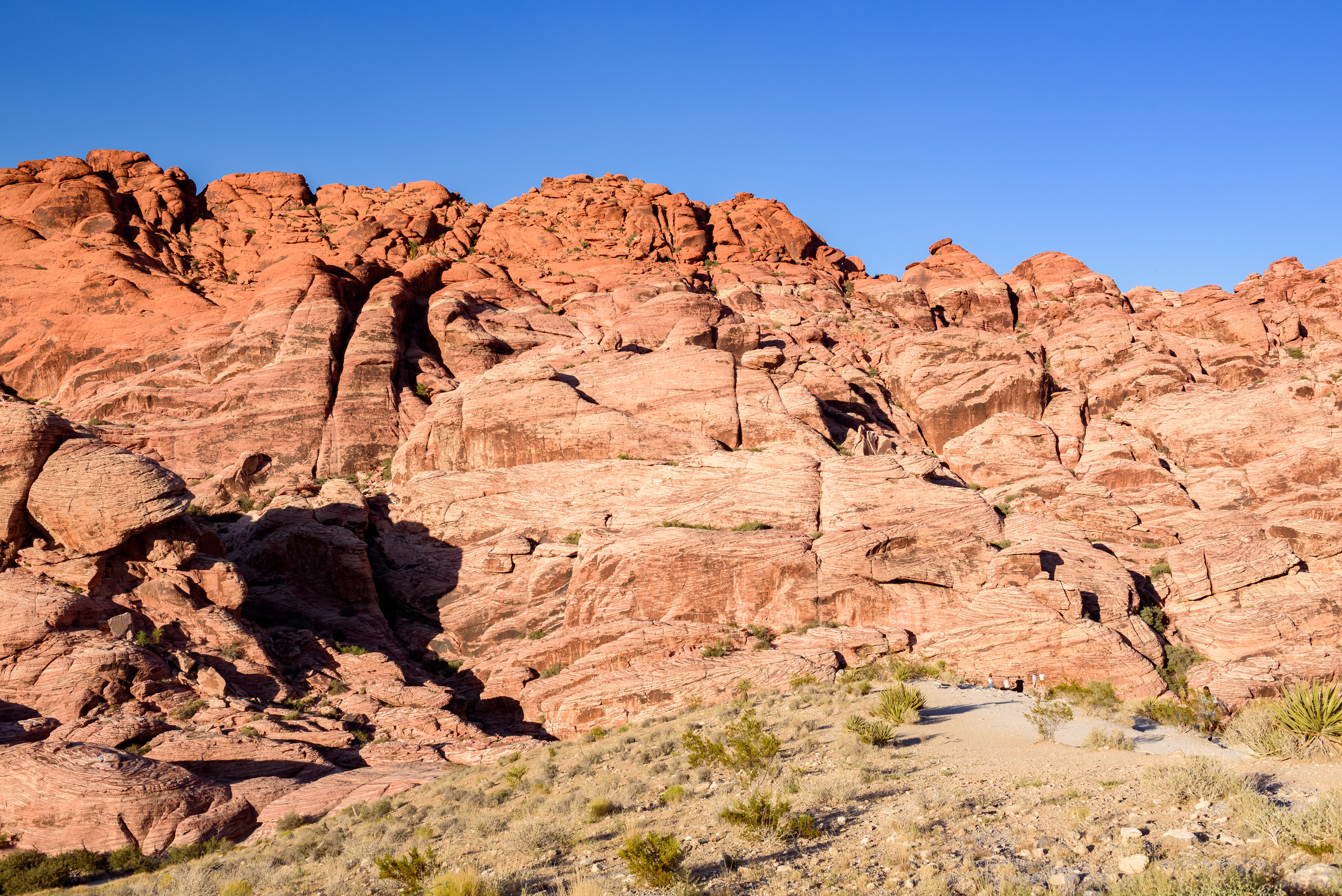 Large red rock formations in the desert near Las Vegas