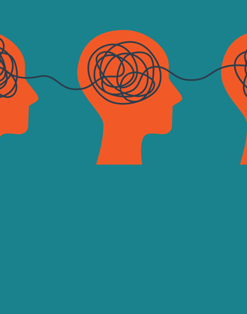abstract Illustration of orange heads 