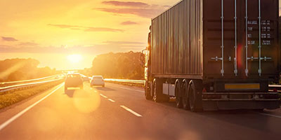 transport trucks on a highway