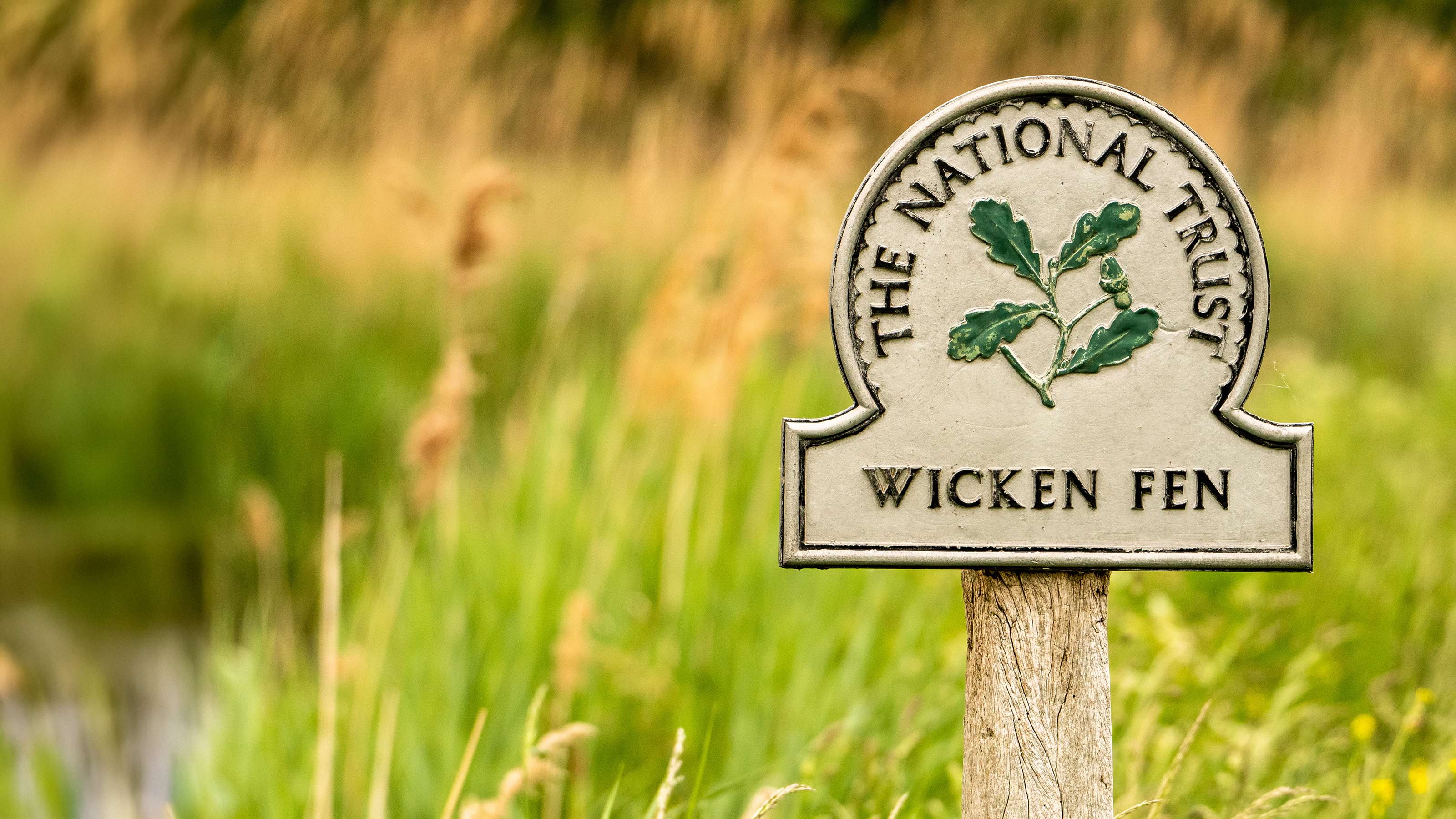 National Trust Wicken Fen sign in the field