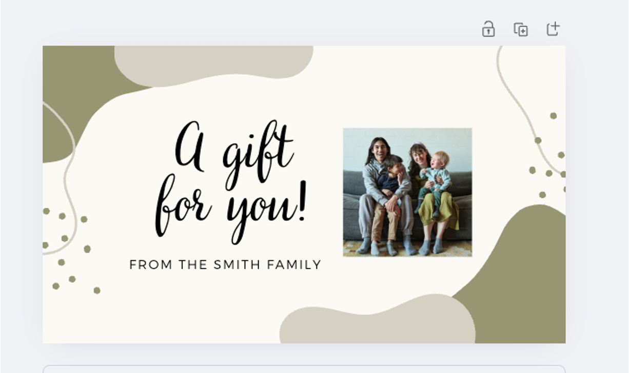Canva's result of a generated gift tag.