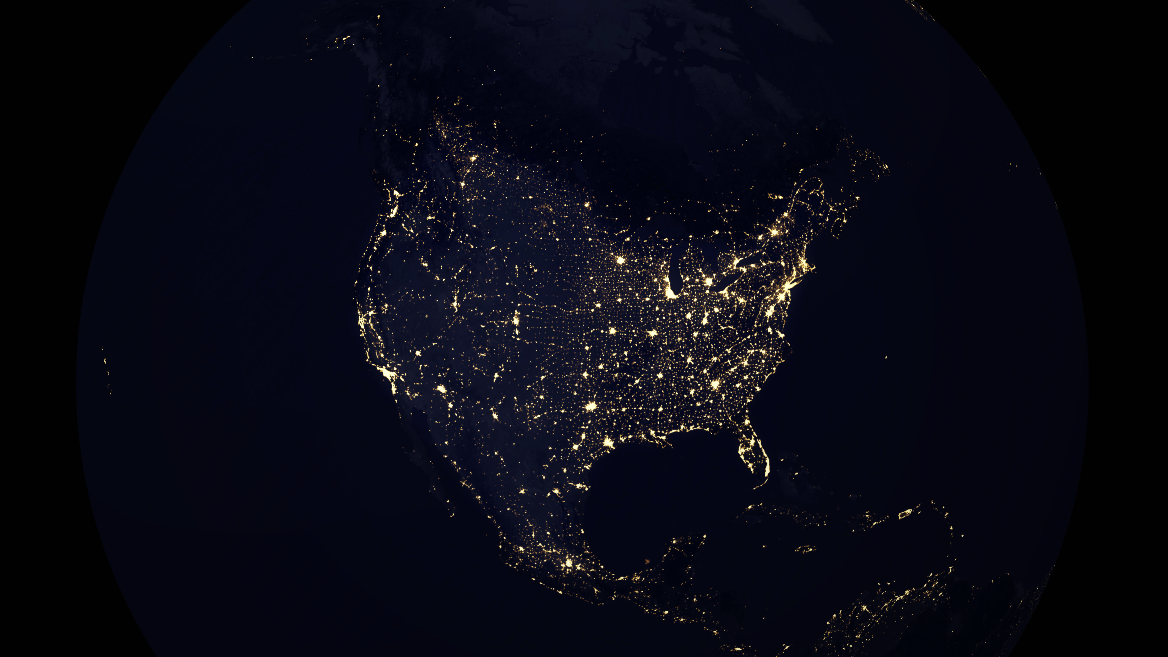 USA North American map city lights  night, 3d illustration - Elements of this image furnished by NASA