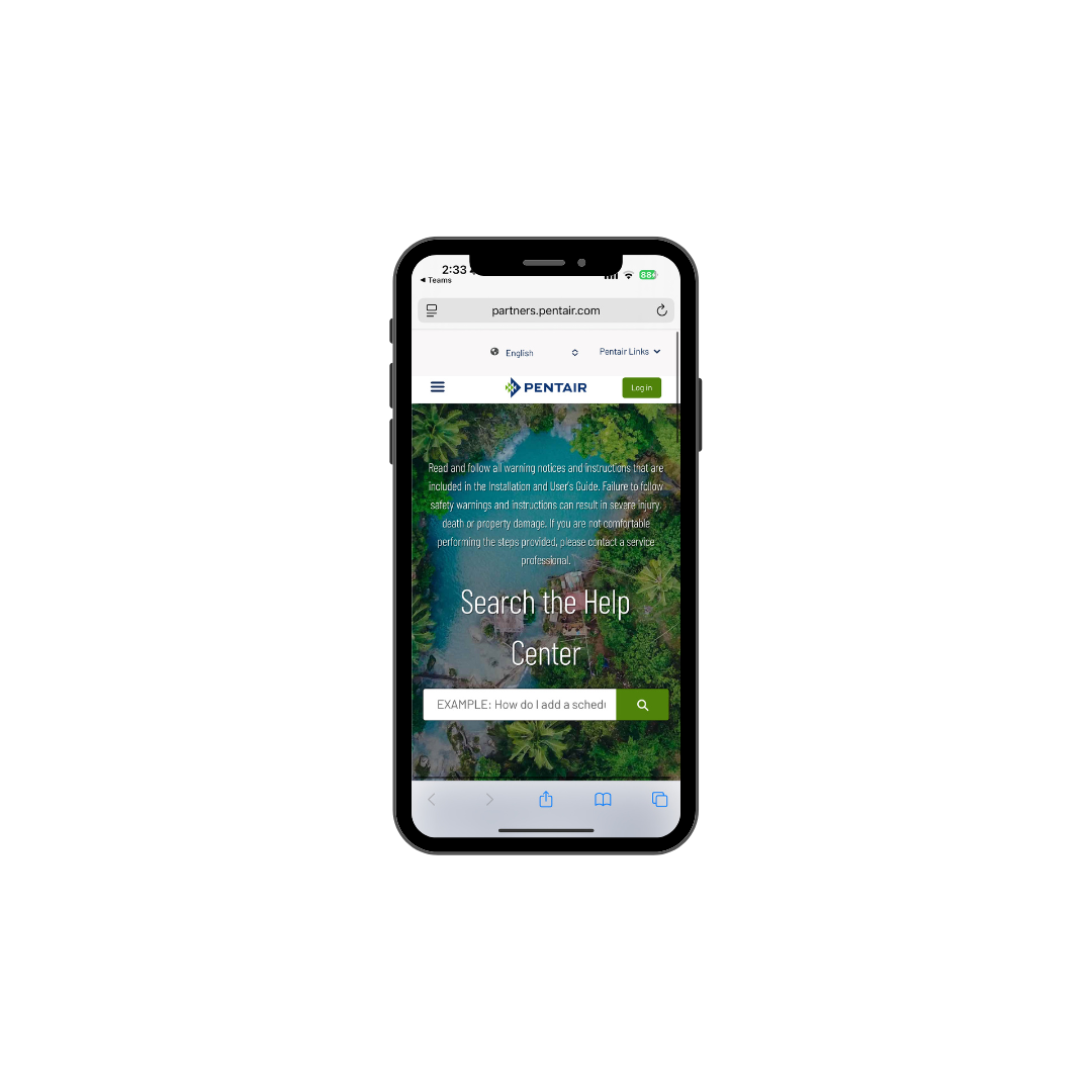 E - Expert Advice. Image: Two men, a pool expert standing on an empty pool stairway and pool owner standing on the patio, are shaking hands and smiling. Search our Pentair Help Center to locate helpful information that is always at your fingertips.