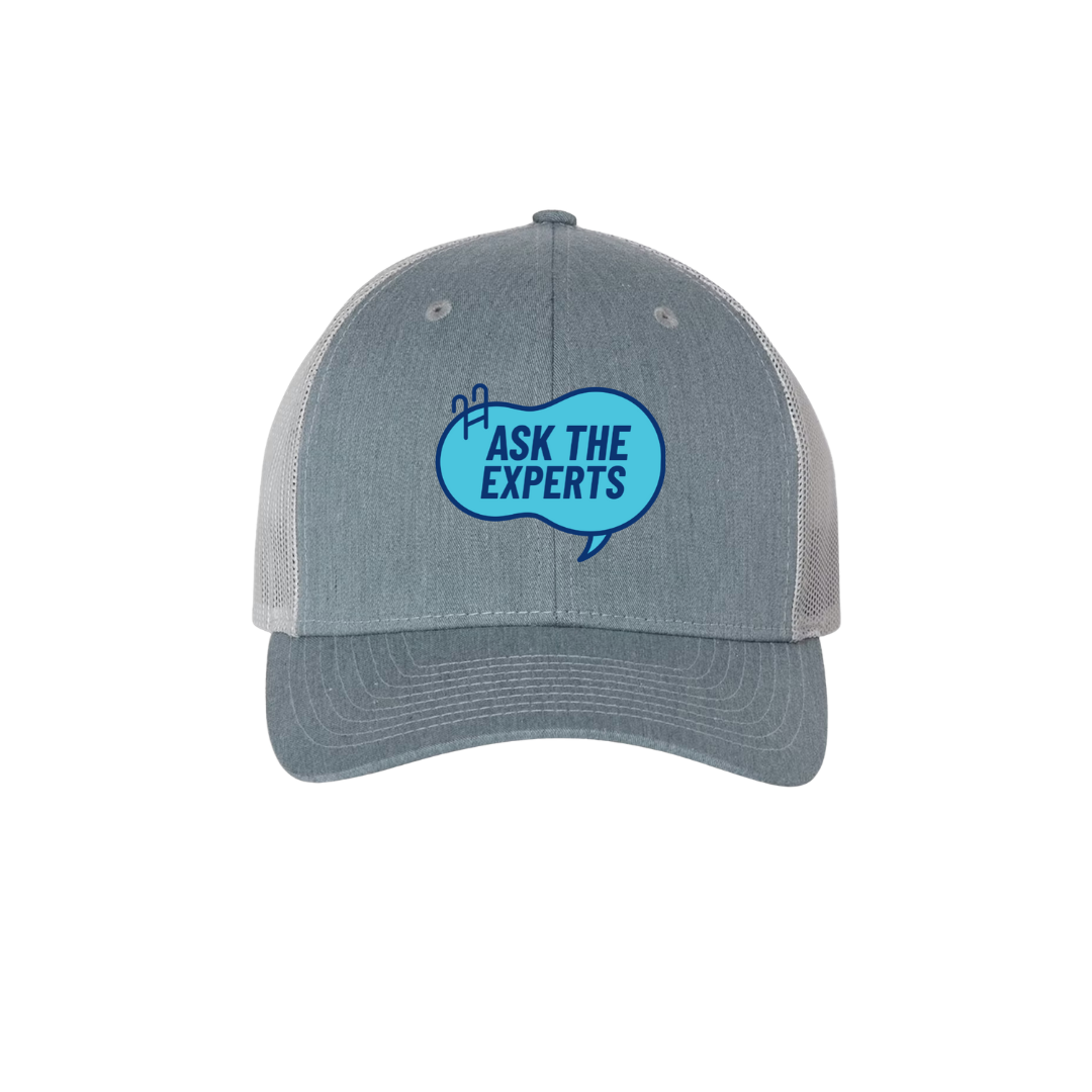 A - Ask the Experts. Image: A grey baseball hat with a speech bubble that says 