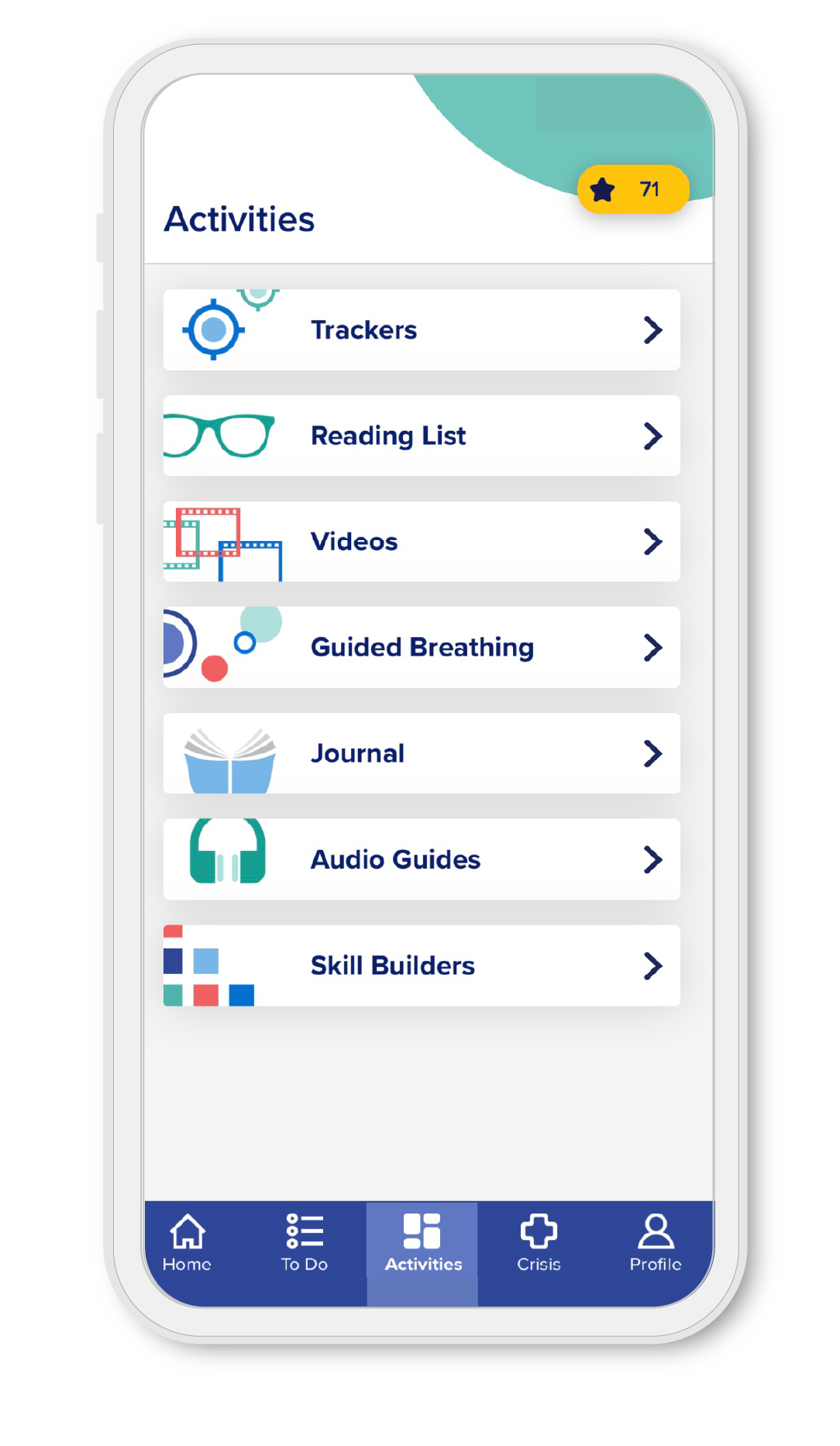 NeuroFlow App activities screen