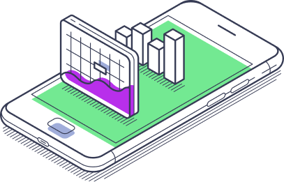 illustration of a smartphone with graphs coming out