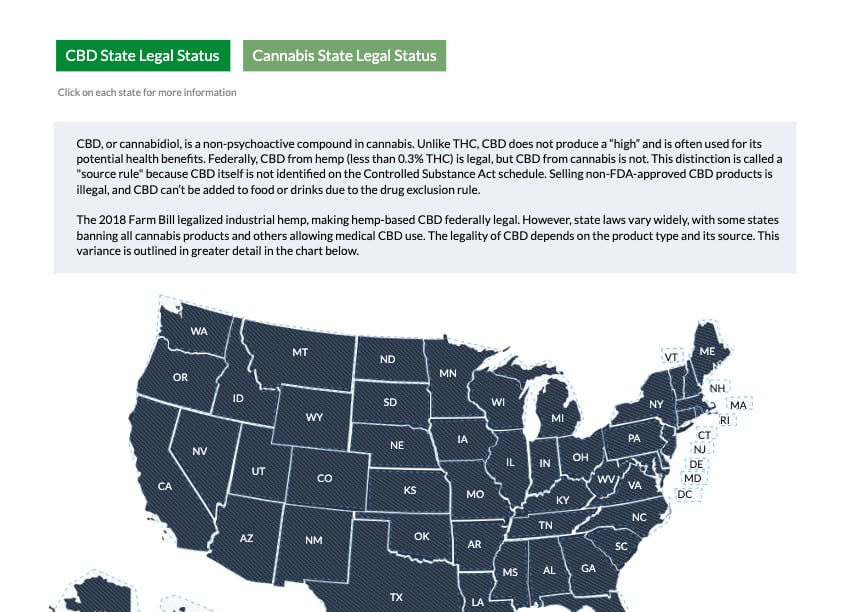 State CBD and Cannabis Laws CBD State Legal Status and Cannabis State ...