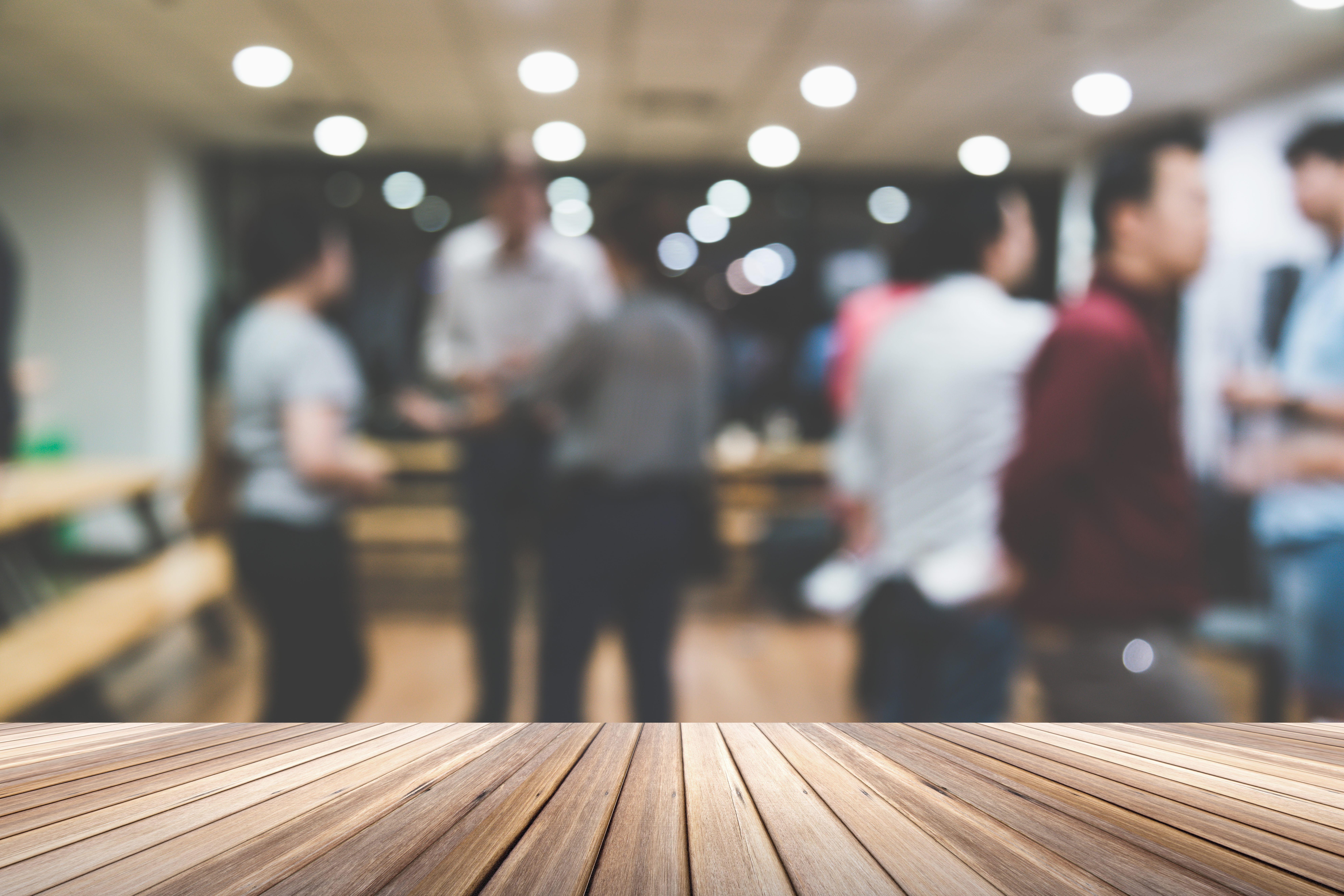 blur image background room of crowd group people standing seminar