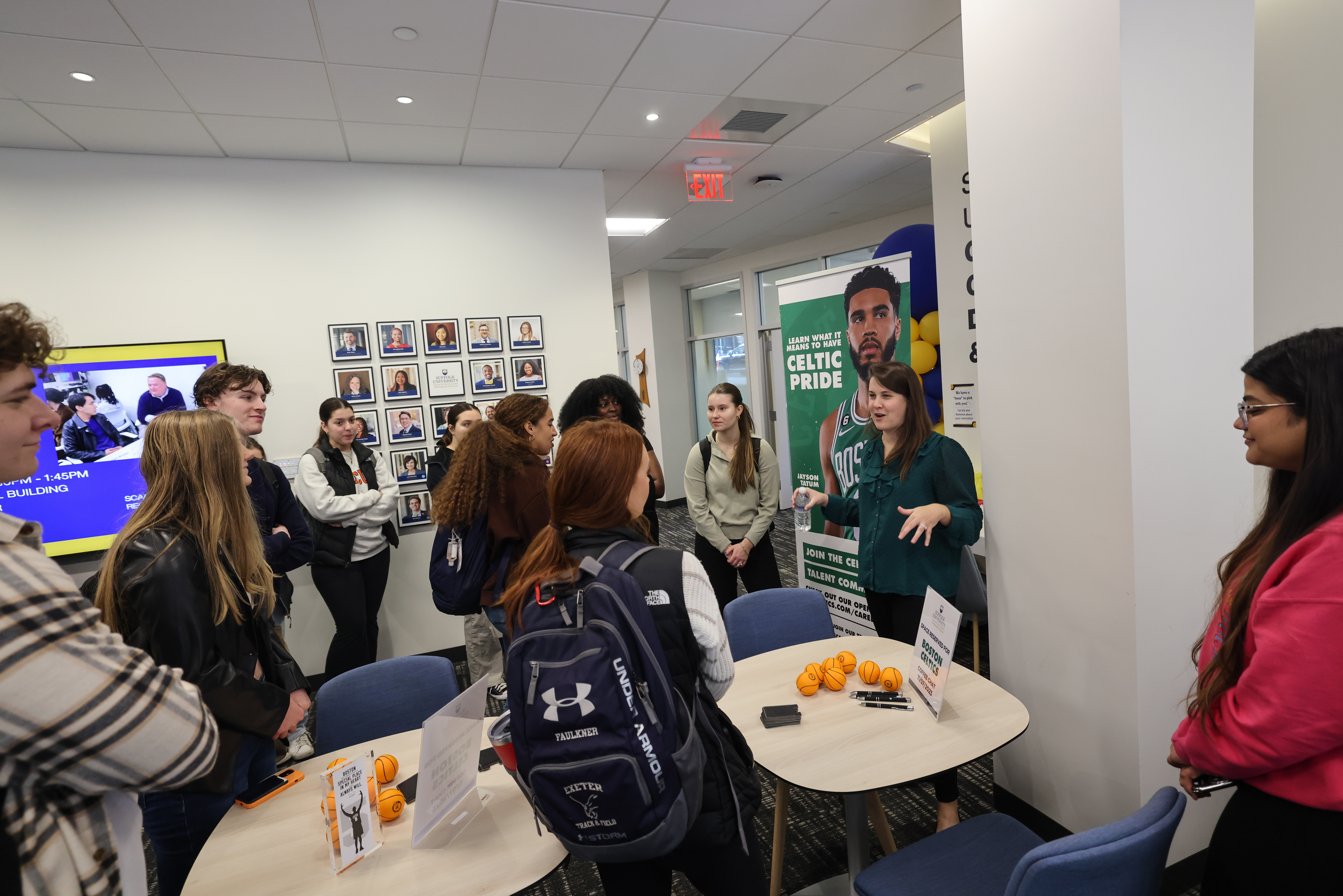 Celtics Coffee Chat visit in the Suffolk University Career Center