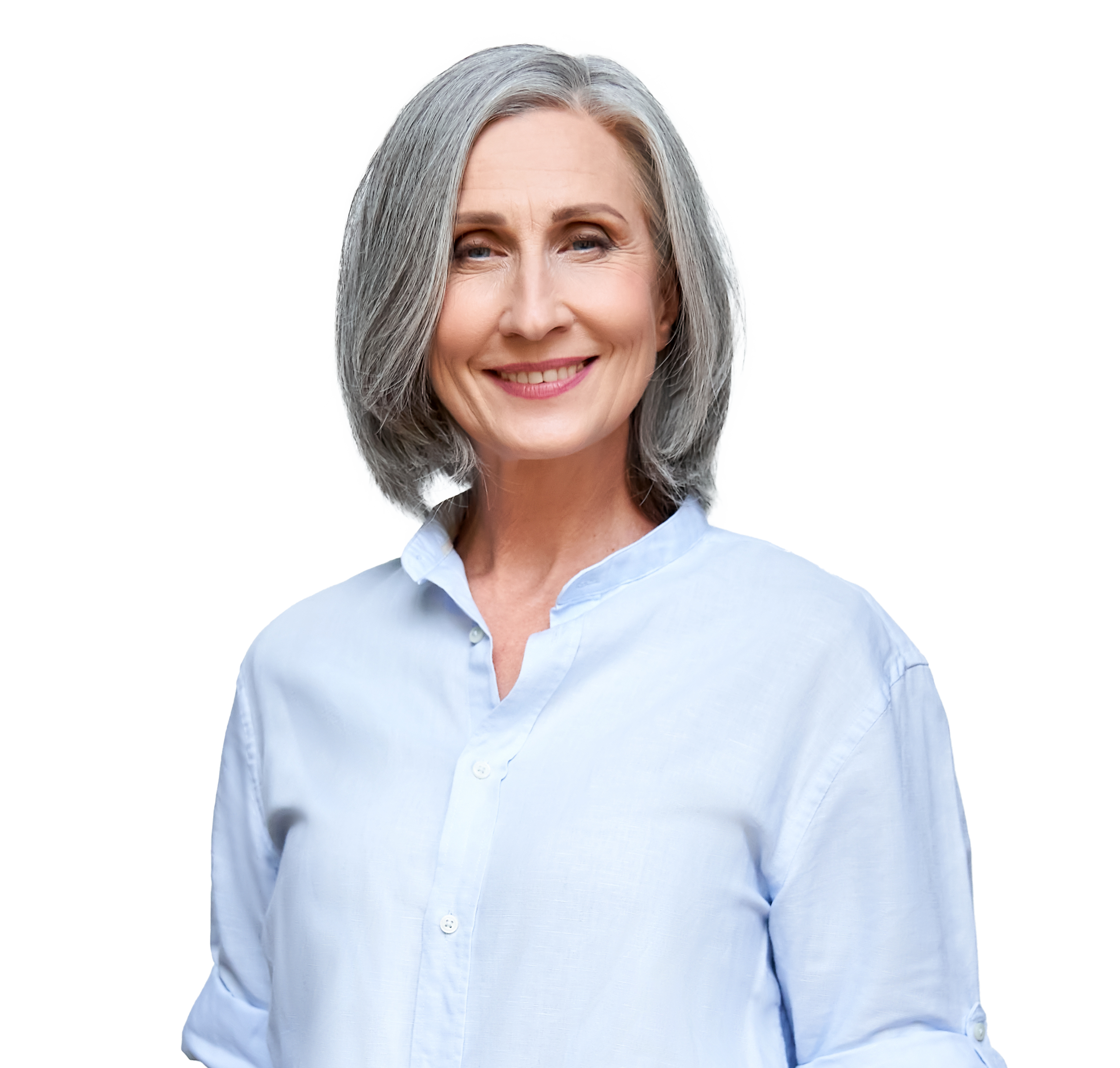 older woman with short gray hair 