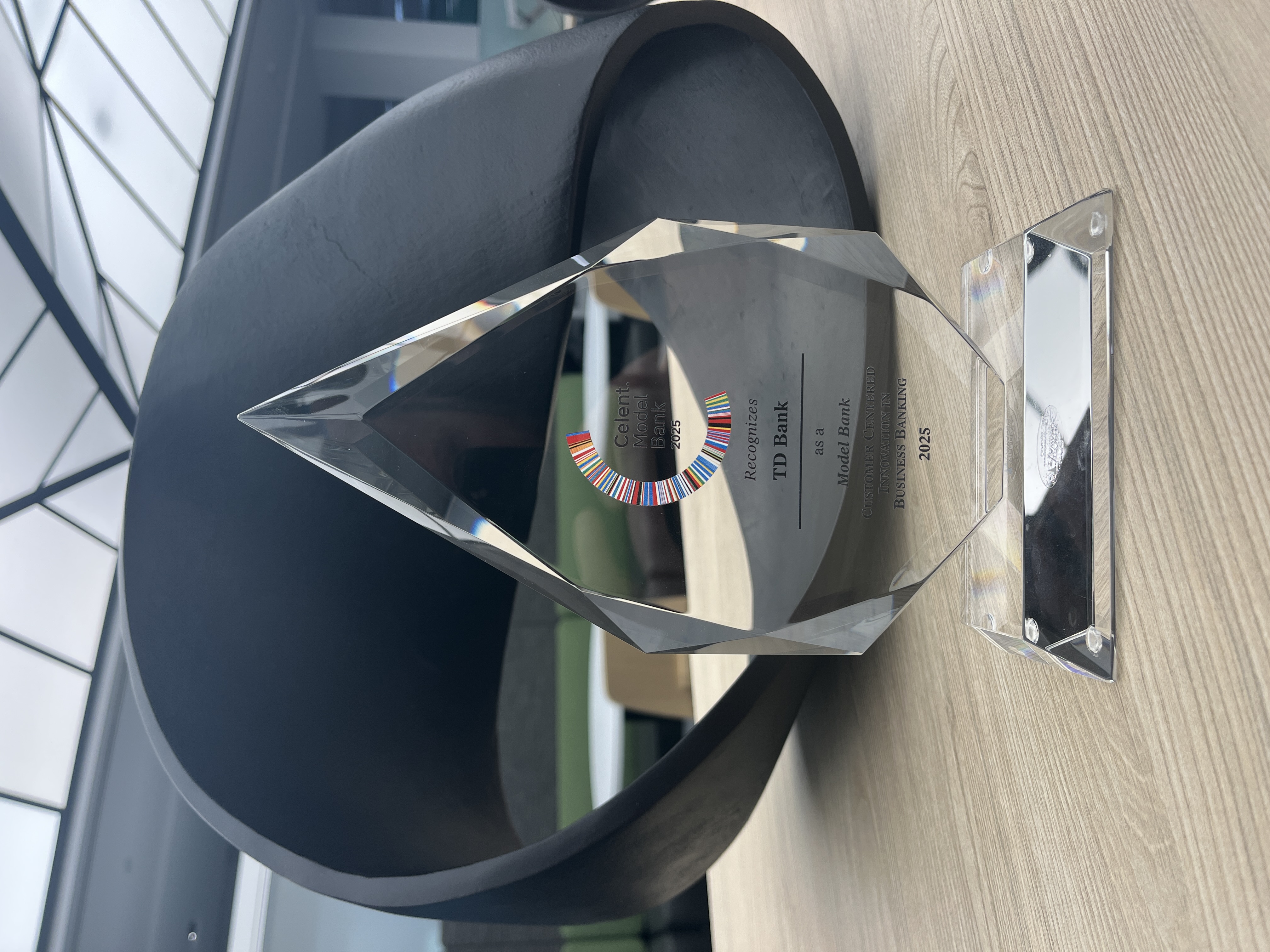 Photo of the Celent Award trophy