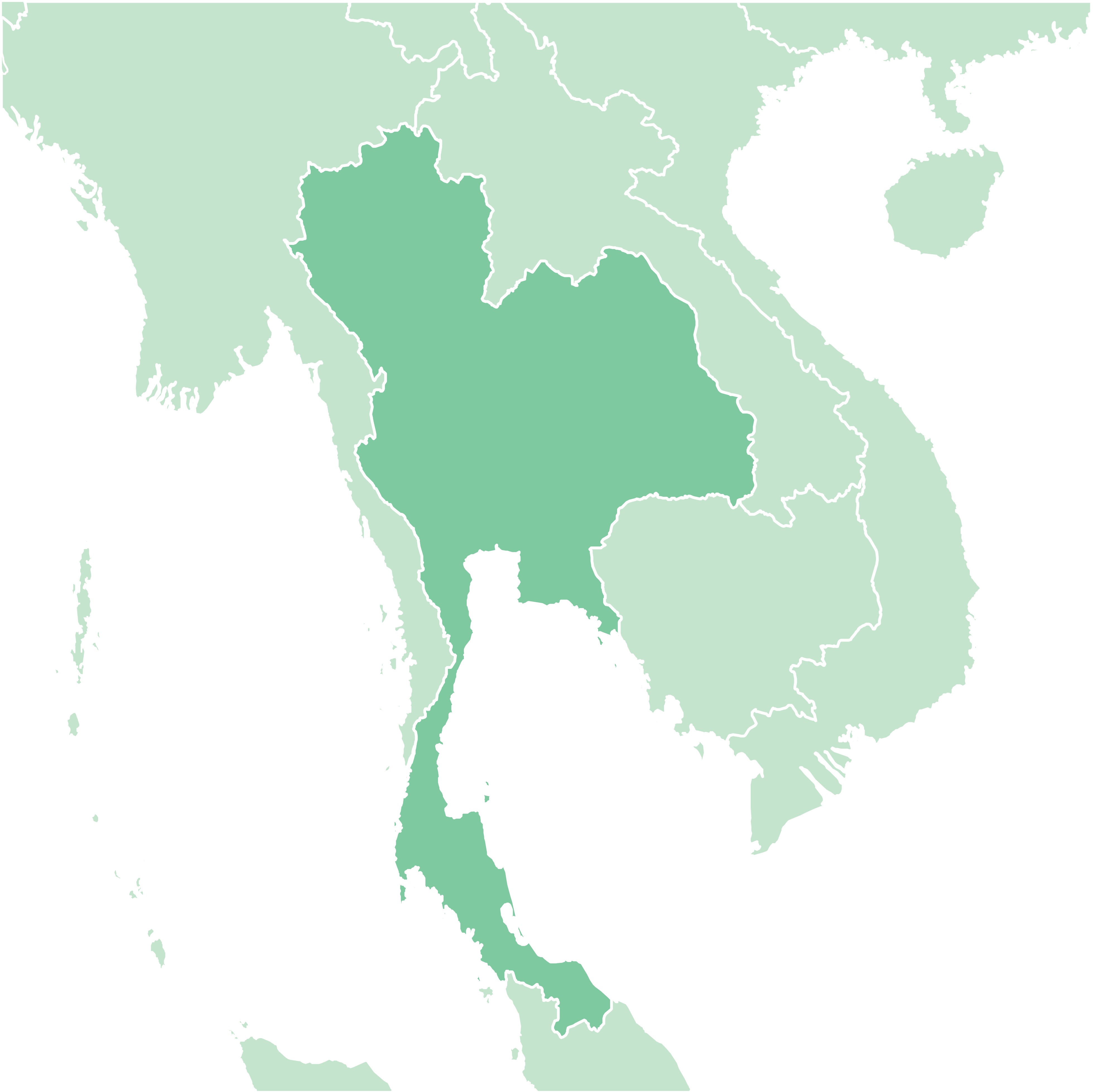 A map showing Thailand.