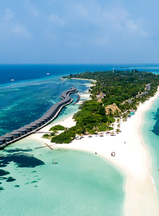 An island in the Maldives from above.
