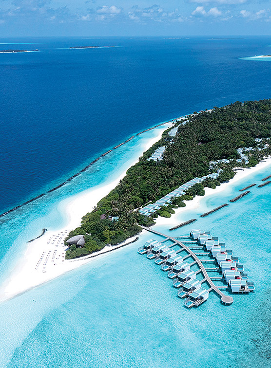 An island in the Maldives from above.