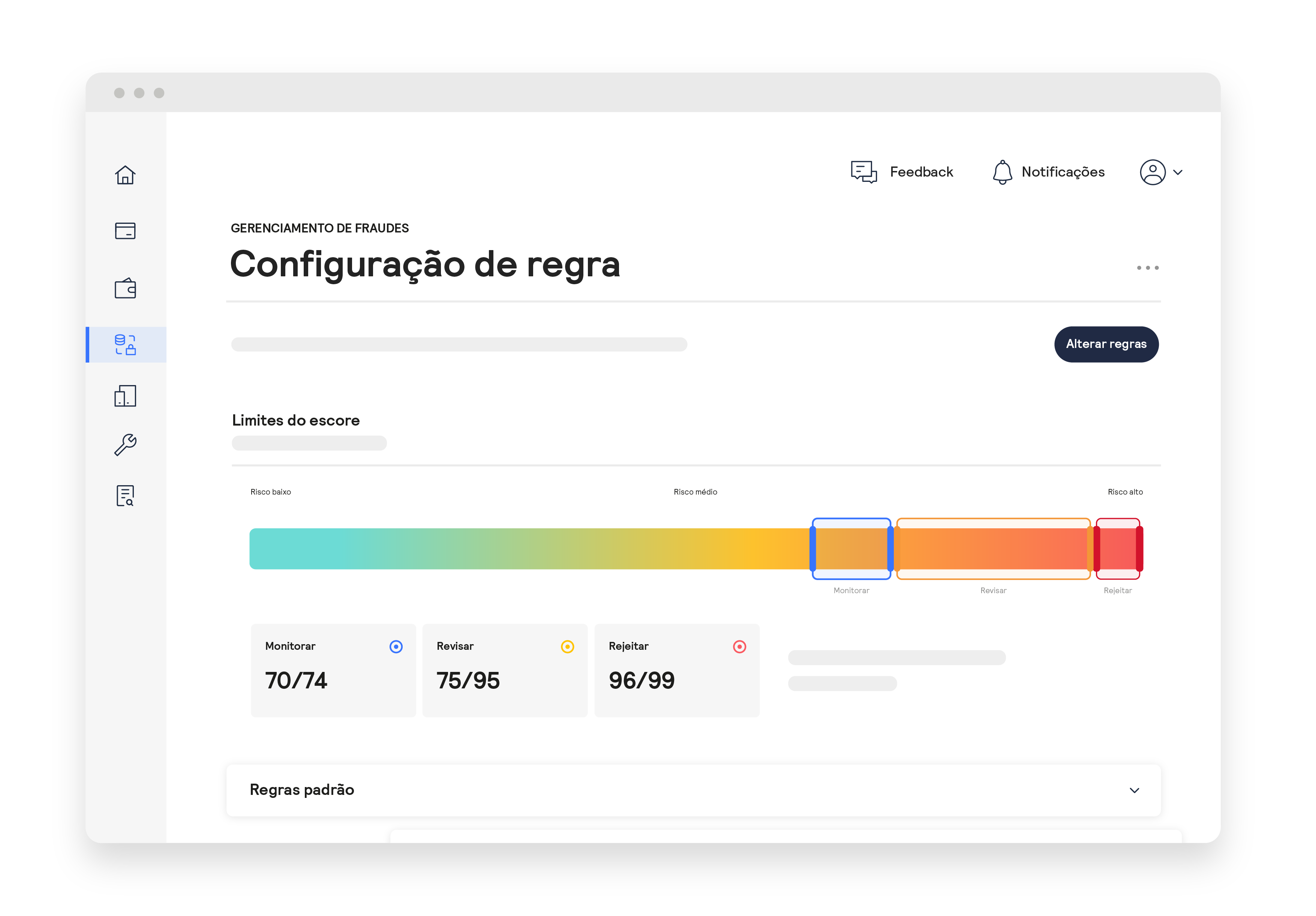 abstracted ui of a fraud management  rule configuration screen