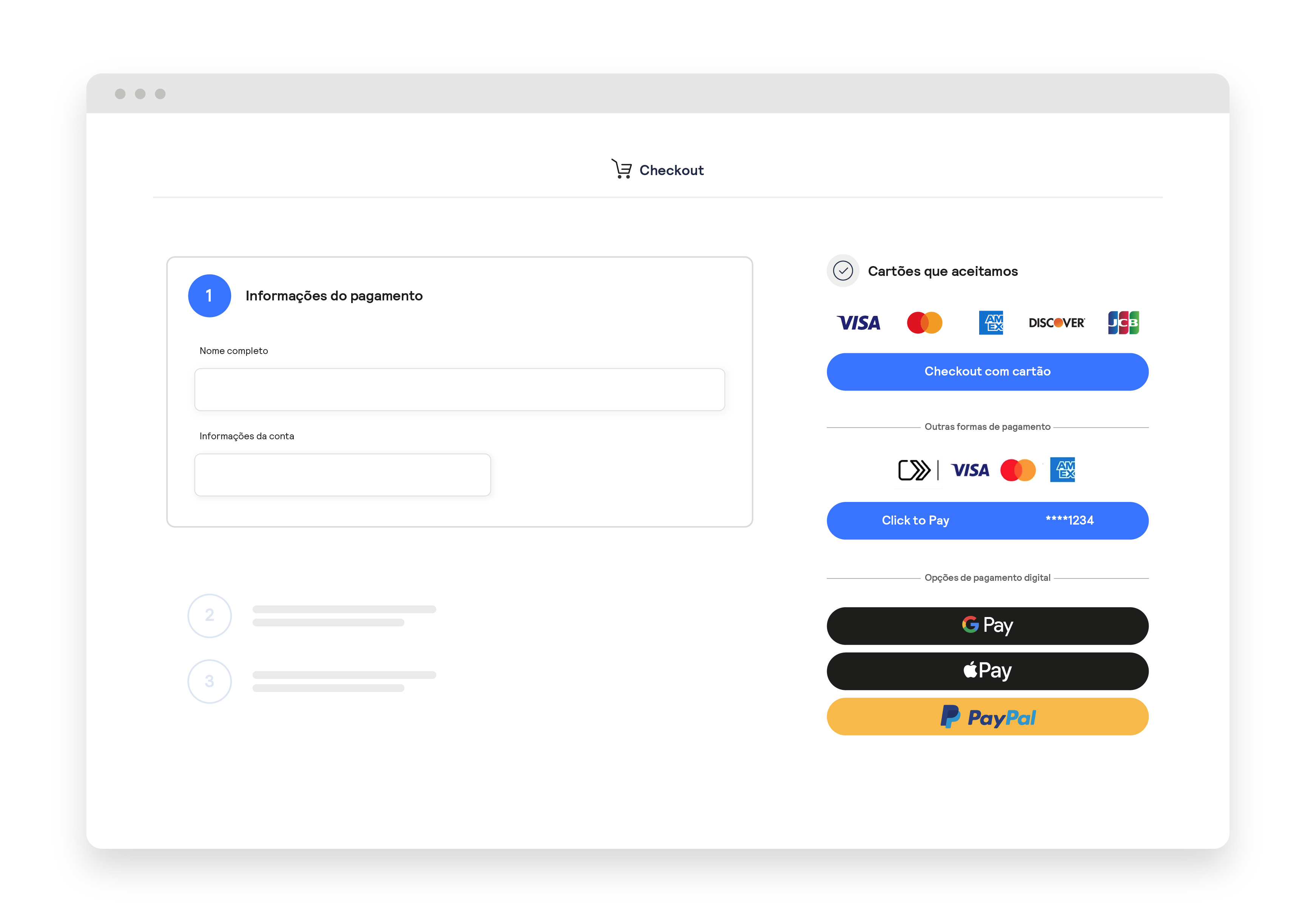 abstracted ui of a checkout screen on desktop