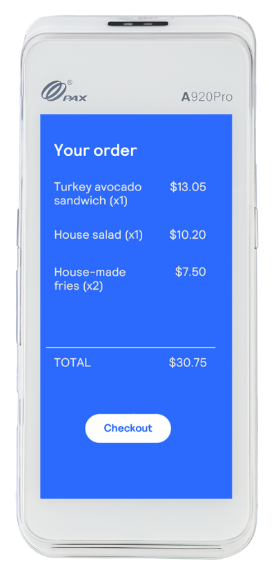 all-in-one terminal example - handheld device with order details on the screen