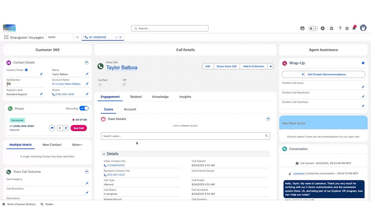 Screen displaying an image of the Vonage Contact Center interface