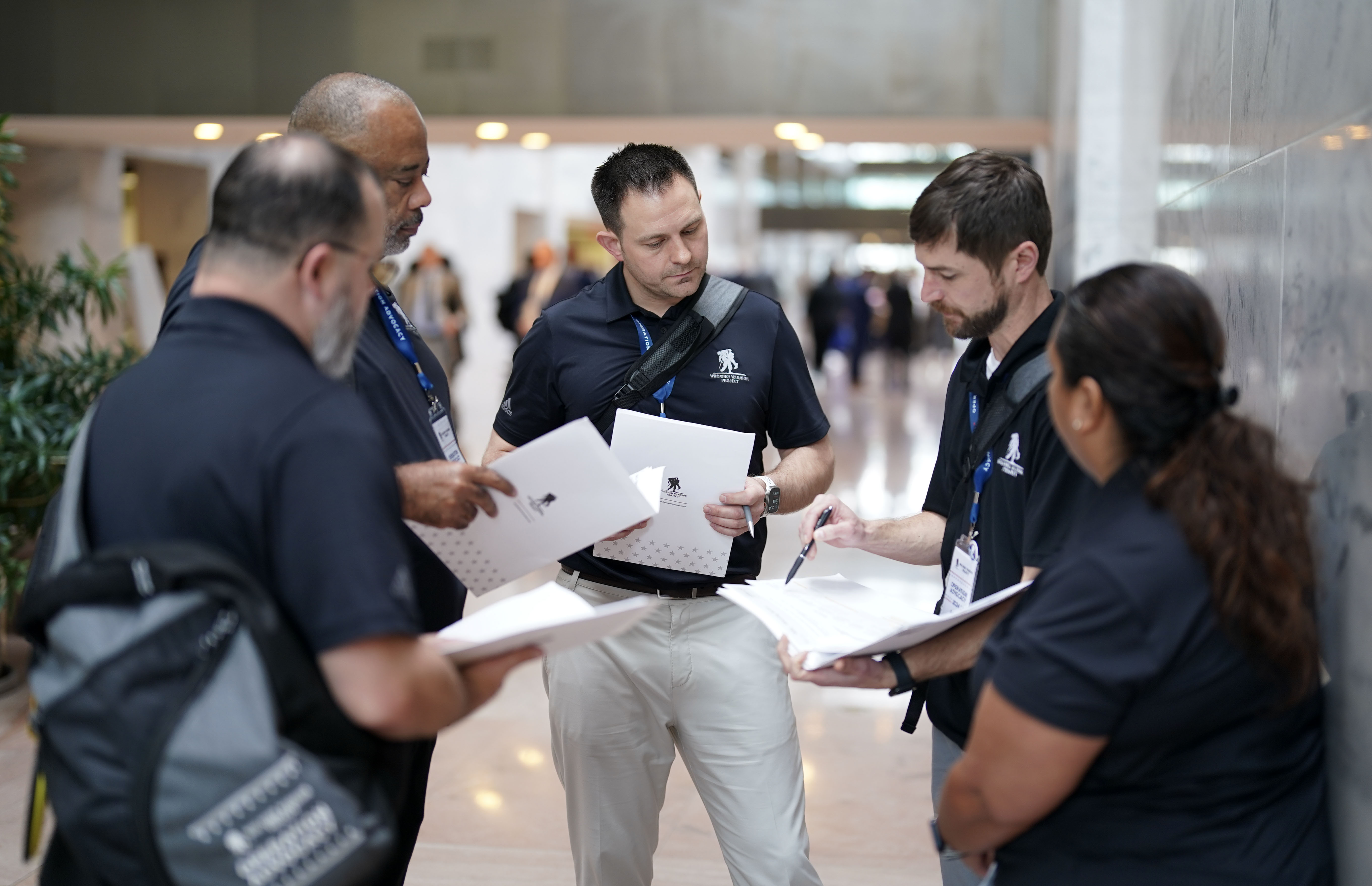A group of five wounded warriors talk about their advocacy efforts during the 2025 Operation Advocacy Warrior Fly-In in D.C.